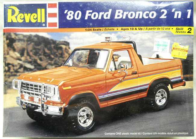 Revell 1/25 1980 Ford Bronco 2 in 1 - Stock or Custom, 85-7682 plastic model kit